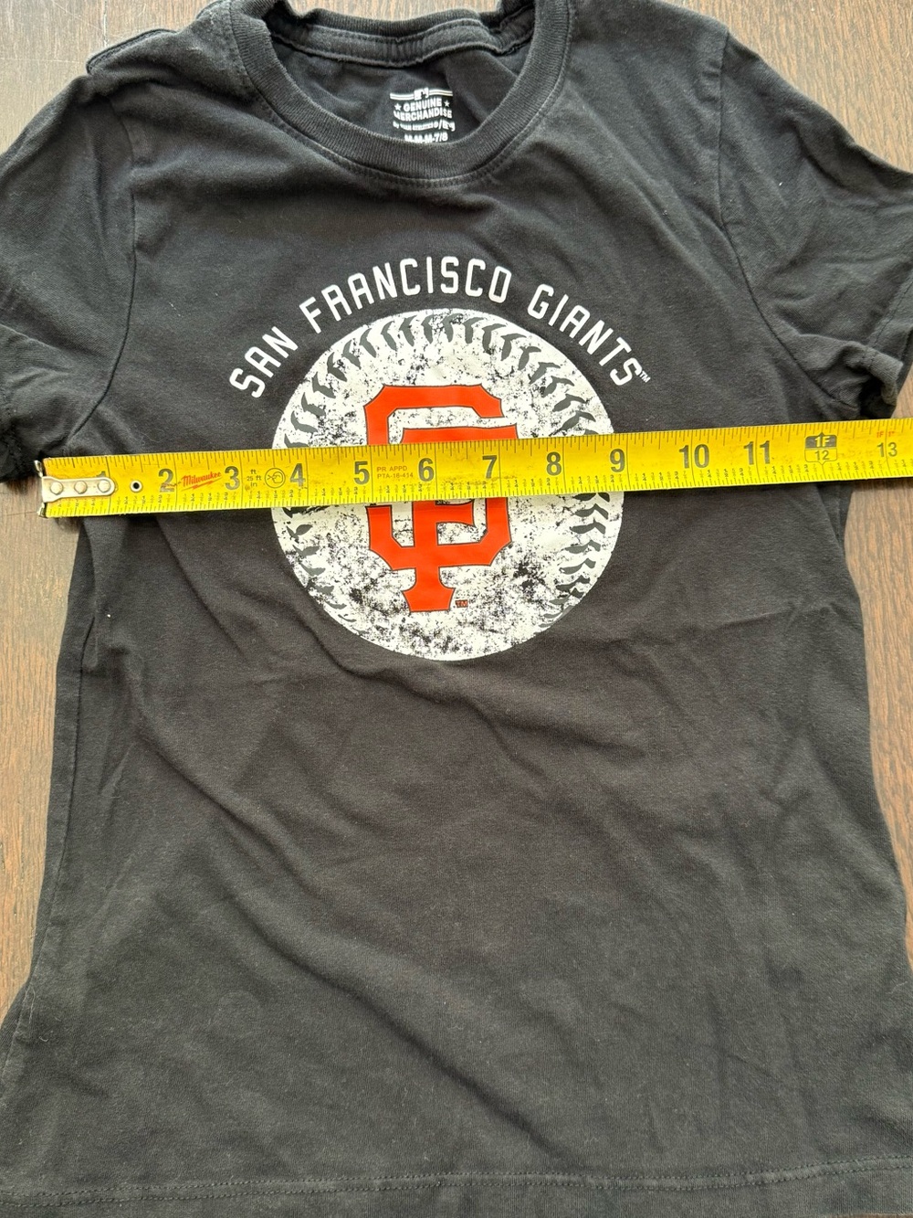Genuine Merchandise Black T-Shirt SF Giants MLB girls fit size 7/8 - Picture 3 of 5